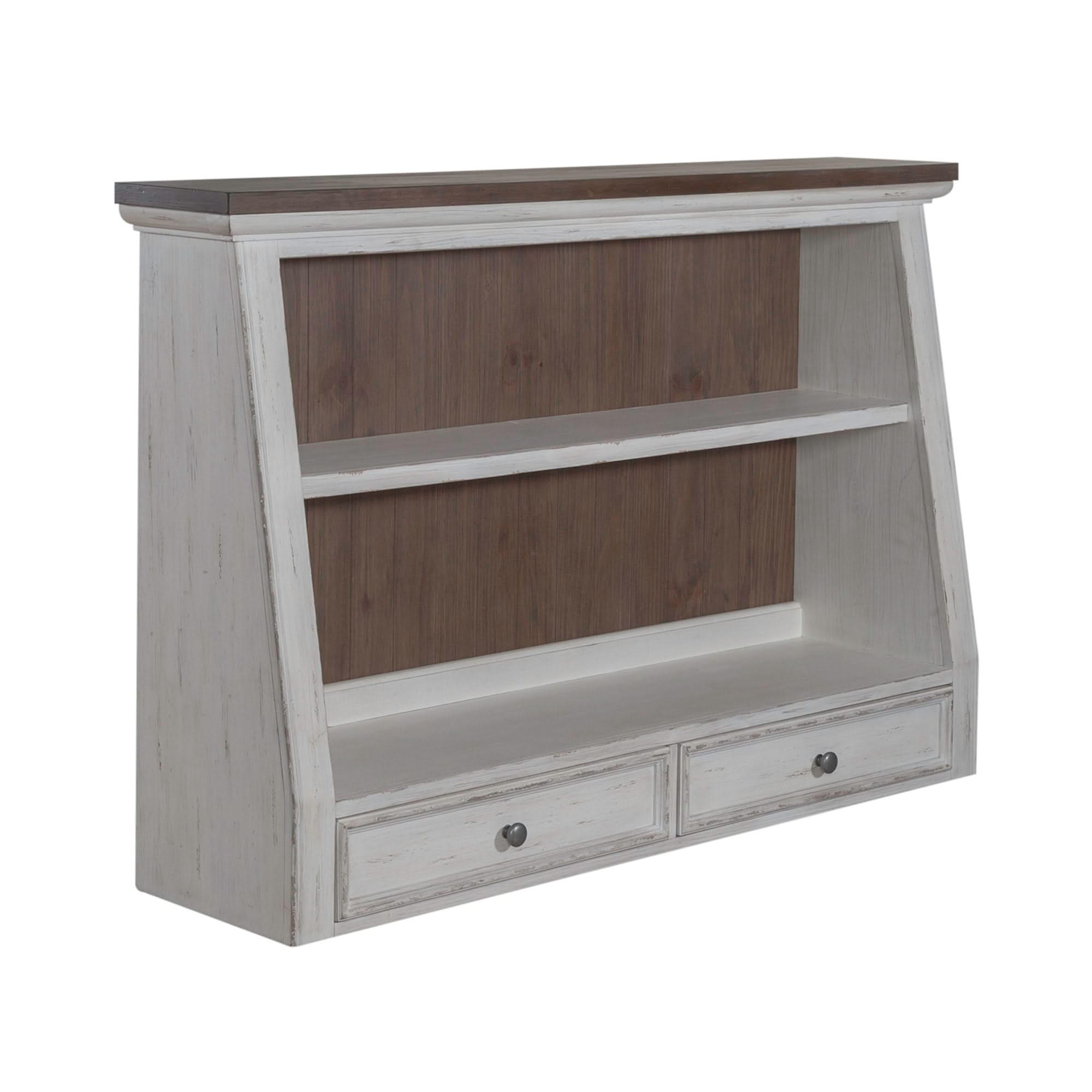 River Place - Angled Server Hutch - Riverstone White & Tobacco