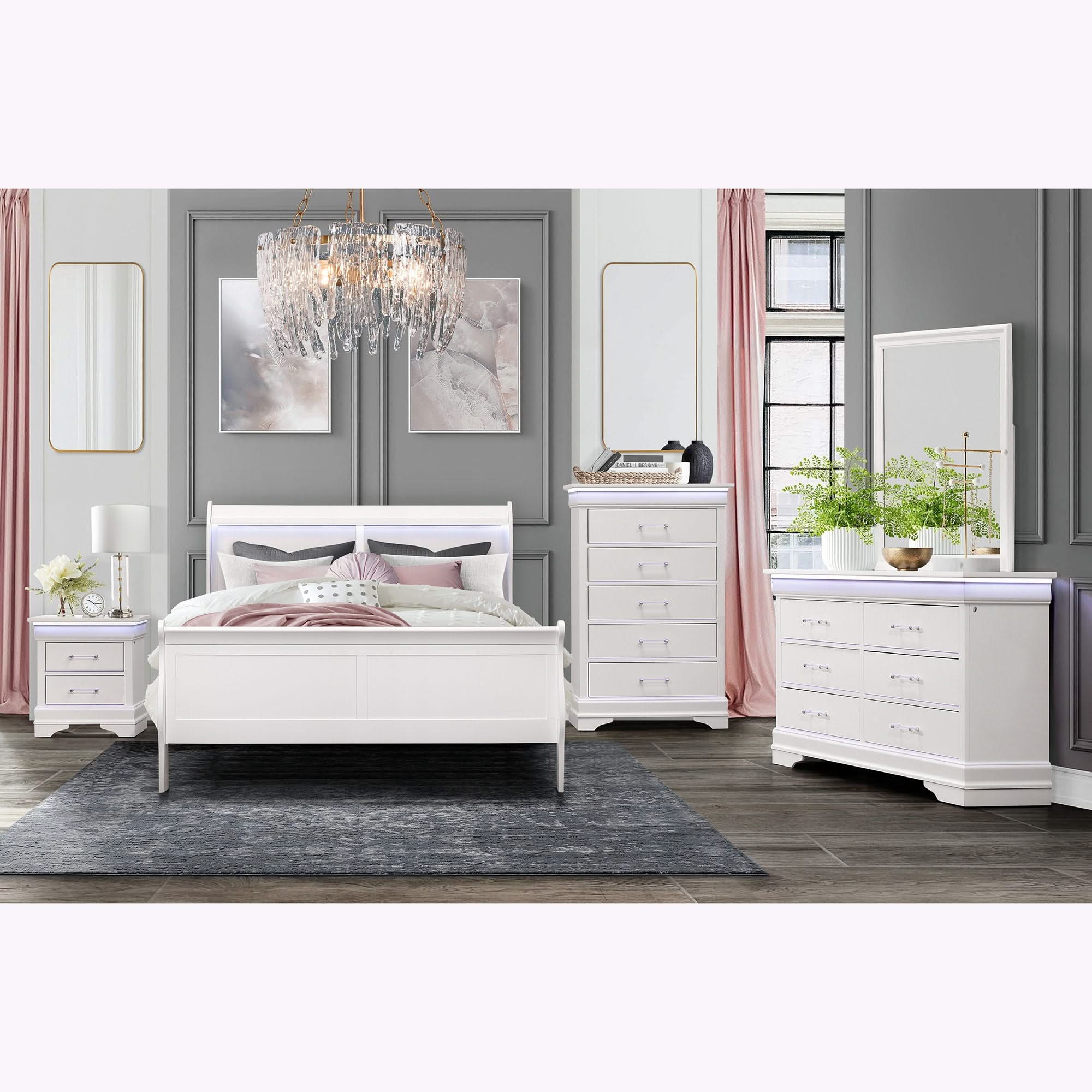 Charlston - 5 Piece Bedroom Set With LED Headboard