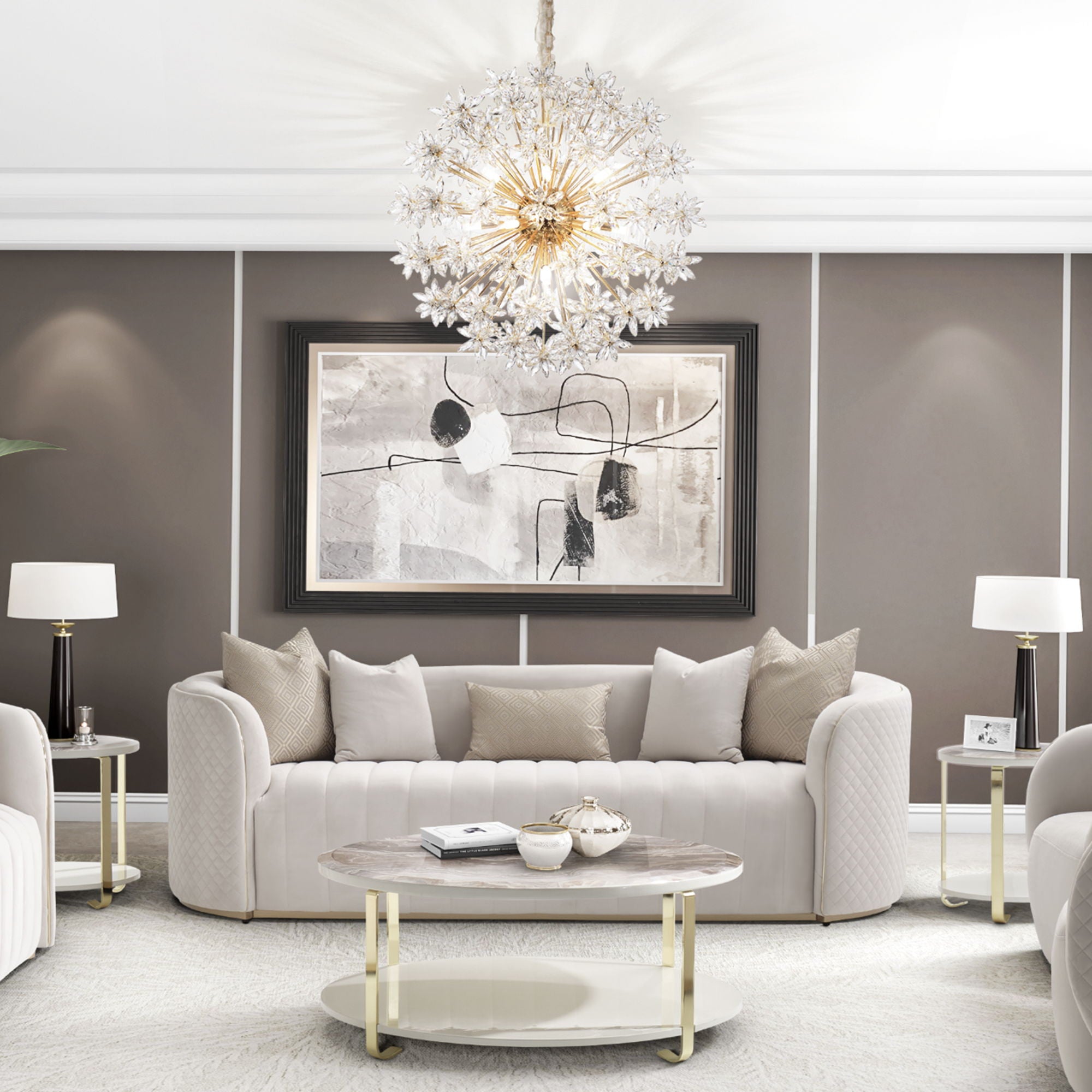 Michael Amini Lighting - Bouquet 18-Light Round Crystal Chandelier - Gold