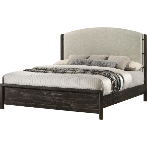 Avalon Brown Modern Queen or King Upholstered Panel Bed