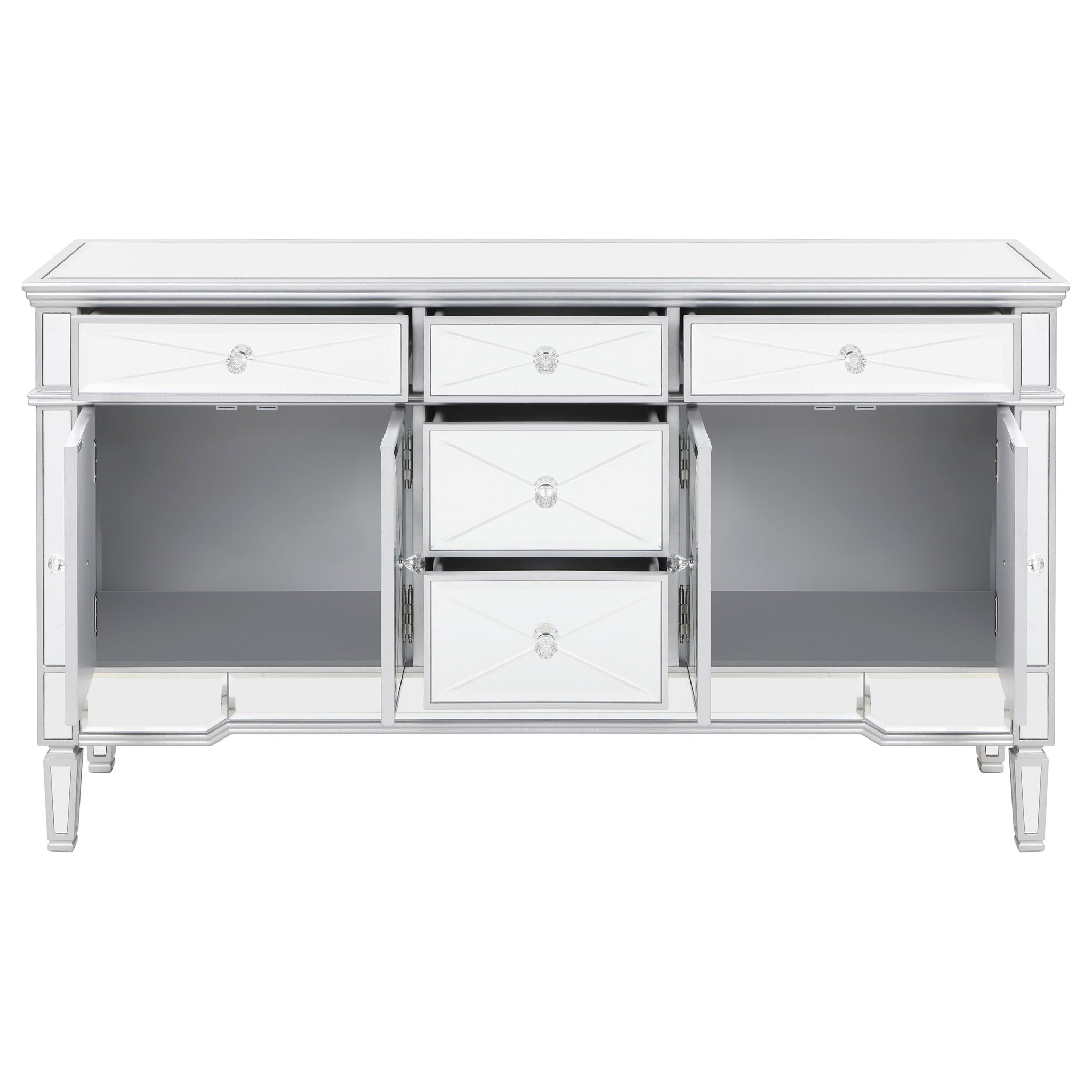 Duchess 5-drawer Mirrored Storage Accent Cabinet Silver