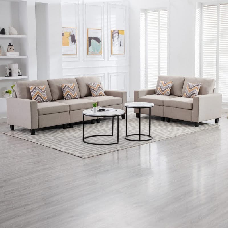 Nolan - Fabric Sofa And Loveseat Living Room With Pillows And Interchangeable Legs