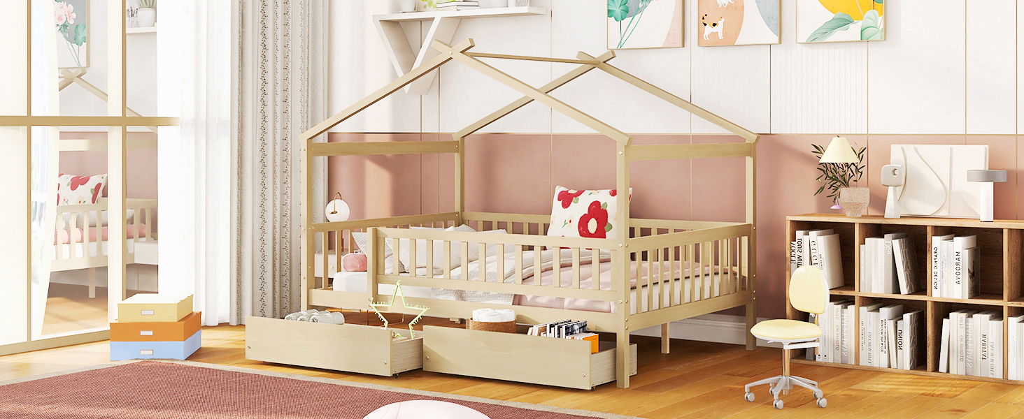 House Bed With 2 Drawers