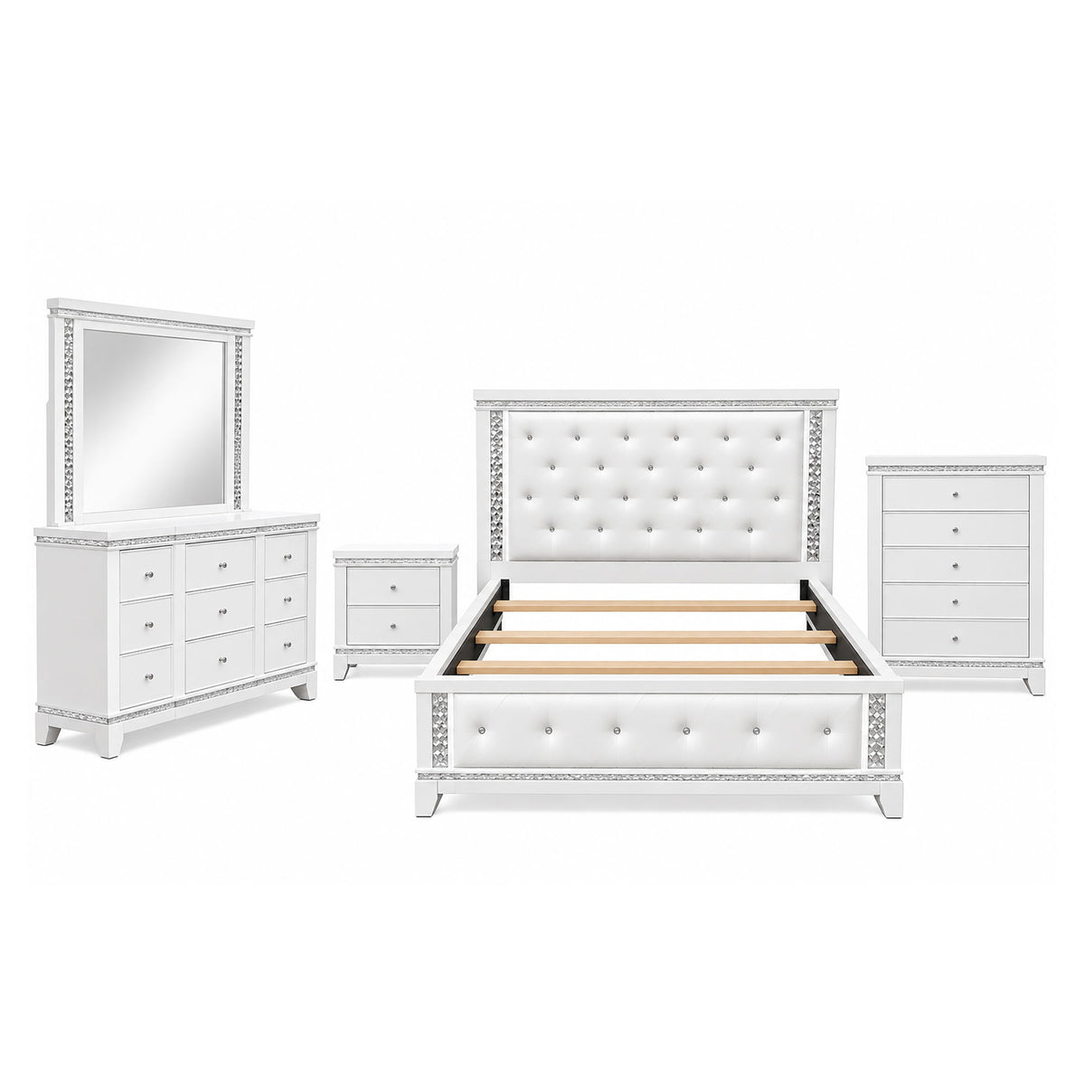 Adalid - 5 Pieces Bedroom Set With LED Lights And Glittered Detailing - Exclusive Furniture