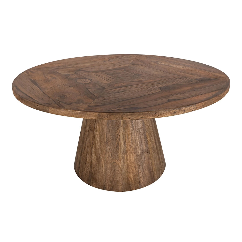Deepika Brown Modern Rustic 5-Piece Round Dining Set with Upholstered Chairs