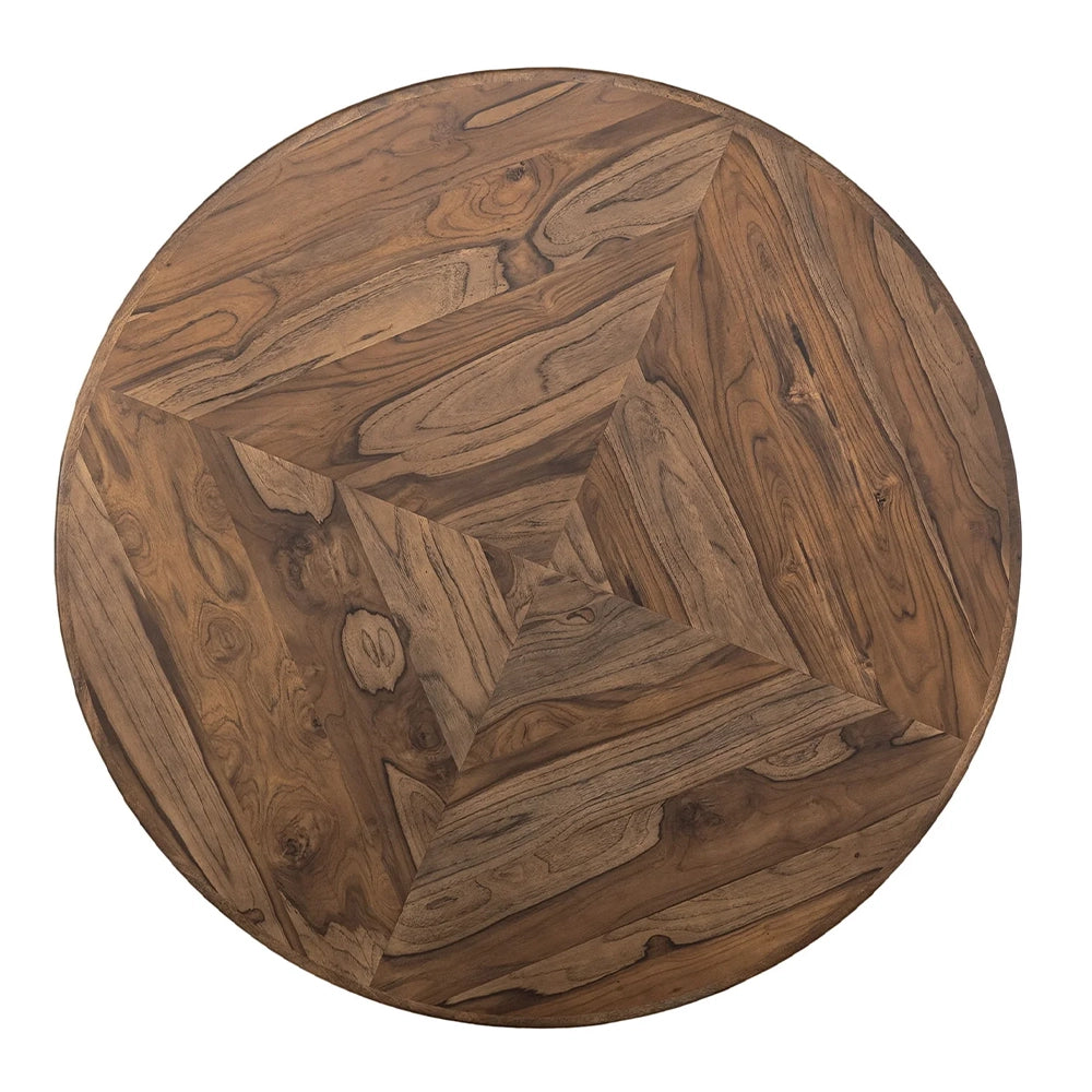 Deepika Brown Modern Rustic 5-Piece Round Dining Set with Upholstered Chairs