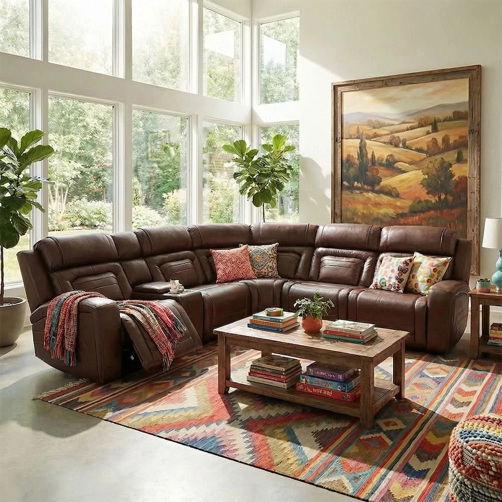 Delton Cedar Contemporary 6-Piece Power Reclining Sectional with Power Headrests