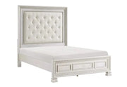 Deville Pearl White Modern Queen/King Bed with Button-Tufted Upholstered Headboard