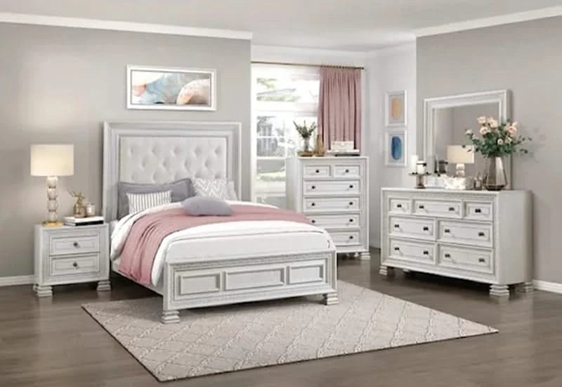 Deville Pearl White Modern 5-Drawer Chest