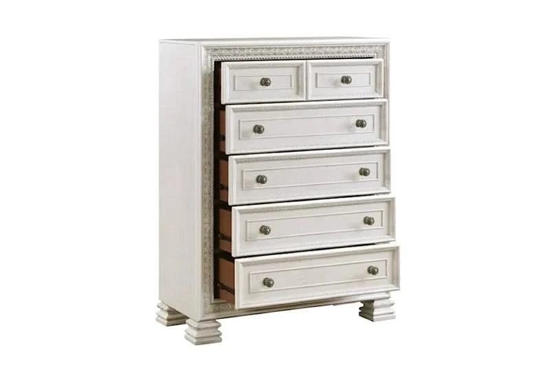 Deville Pearl White Modern 5-Drawer Chest