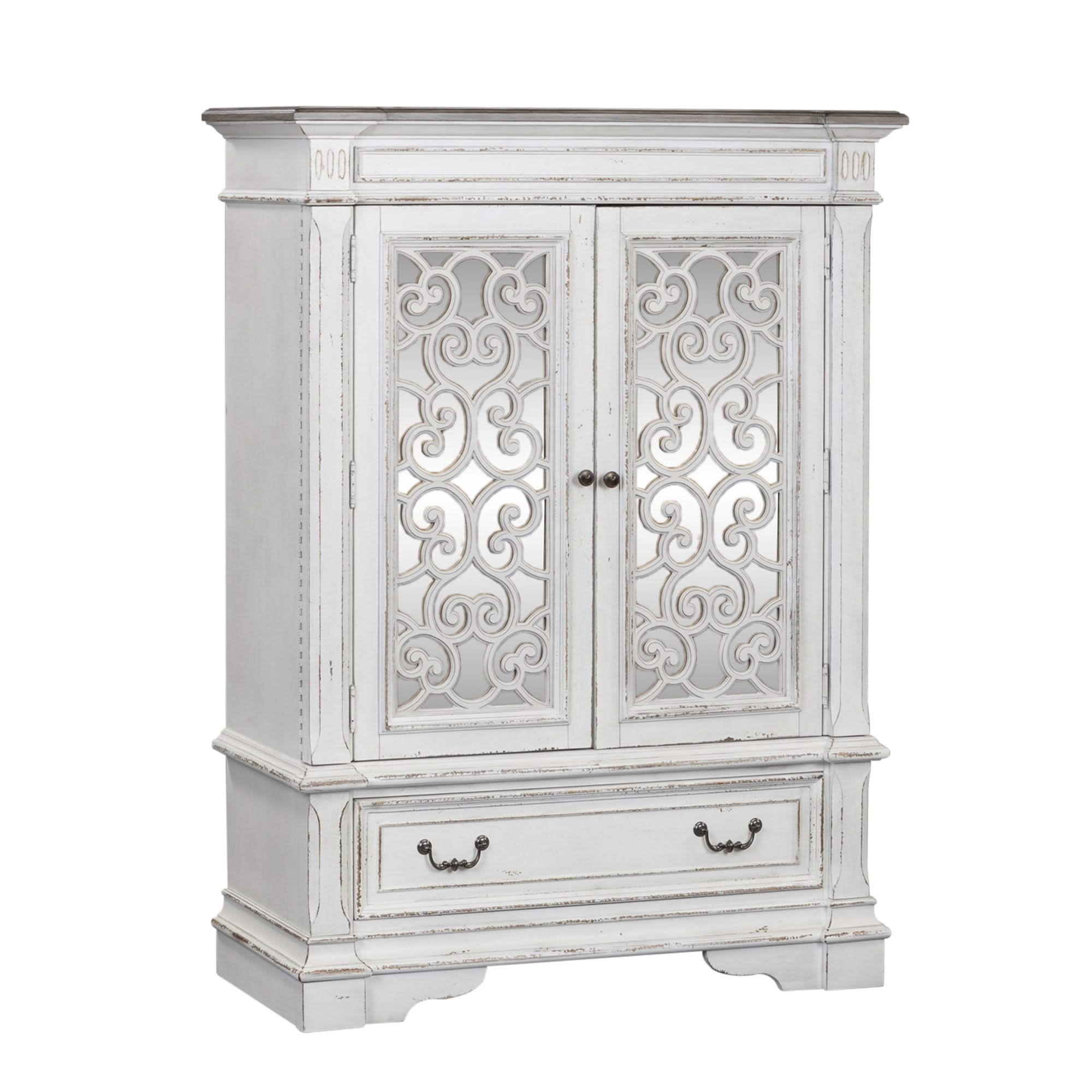 Abbey Park - Mirrored Door Chest - Antique White