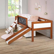 Georgio Brown Twin Loft Bed with Slide and Chalkboard
