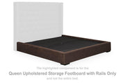 Lavernty - Queen Upholstered Storage Footboard/Rails - Coffee