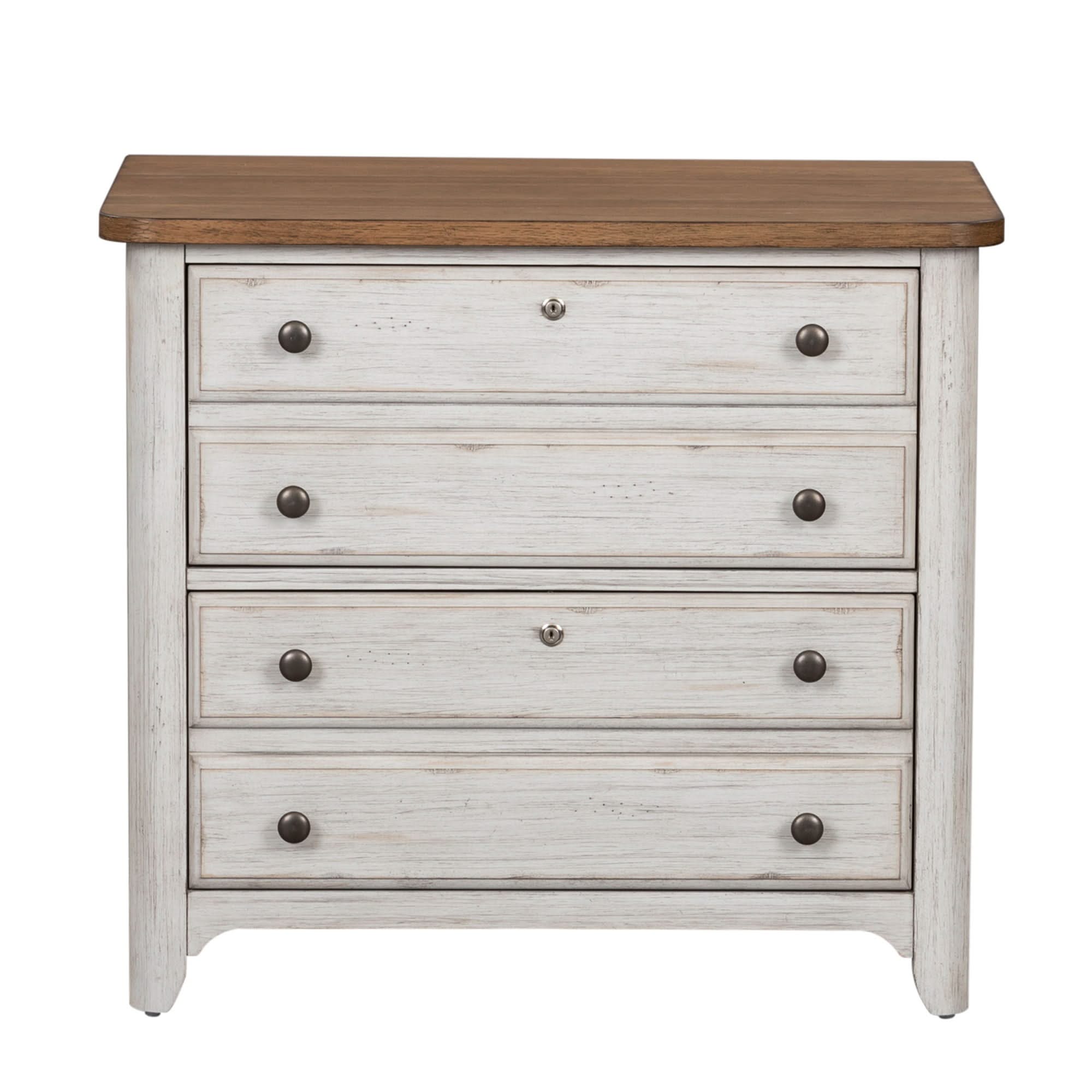 Farmhouse Reimagined - Lateral File - Antique White / Chestnut Tops