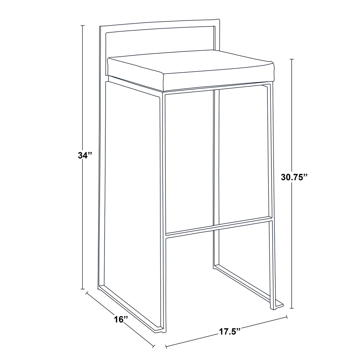 Fuji - Contemporary / Glam & Quality Construction Barstool