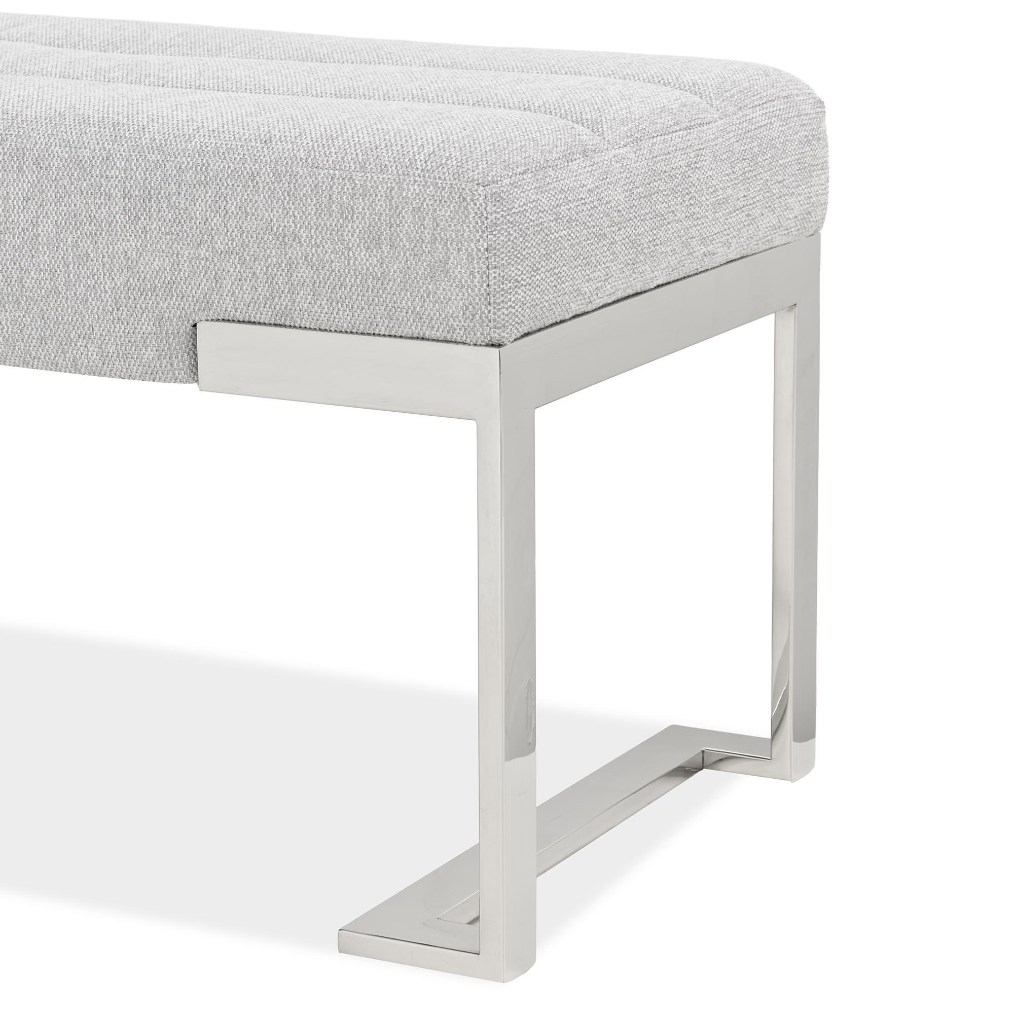 Signature Beds & Benches - Tulip Accent Bench - Gray / Chrome