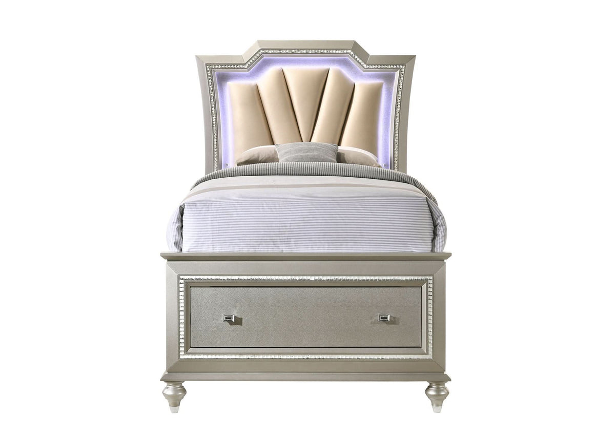 Kaitlyn - Full Bed With LED & Storage - Champagne