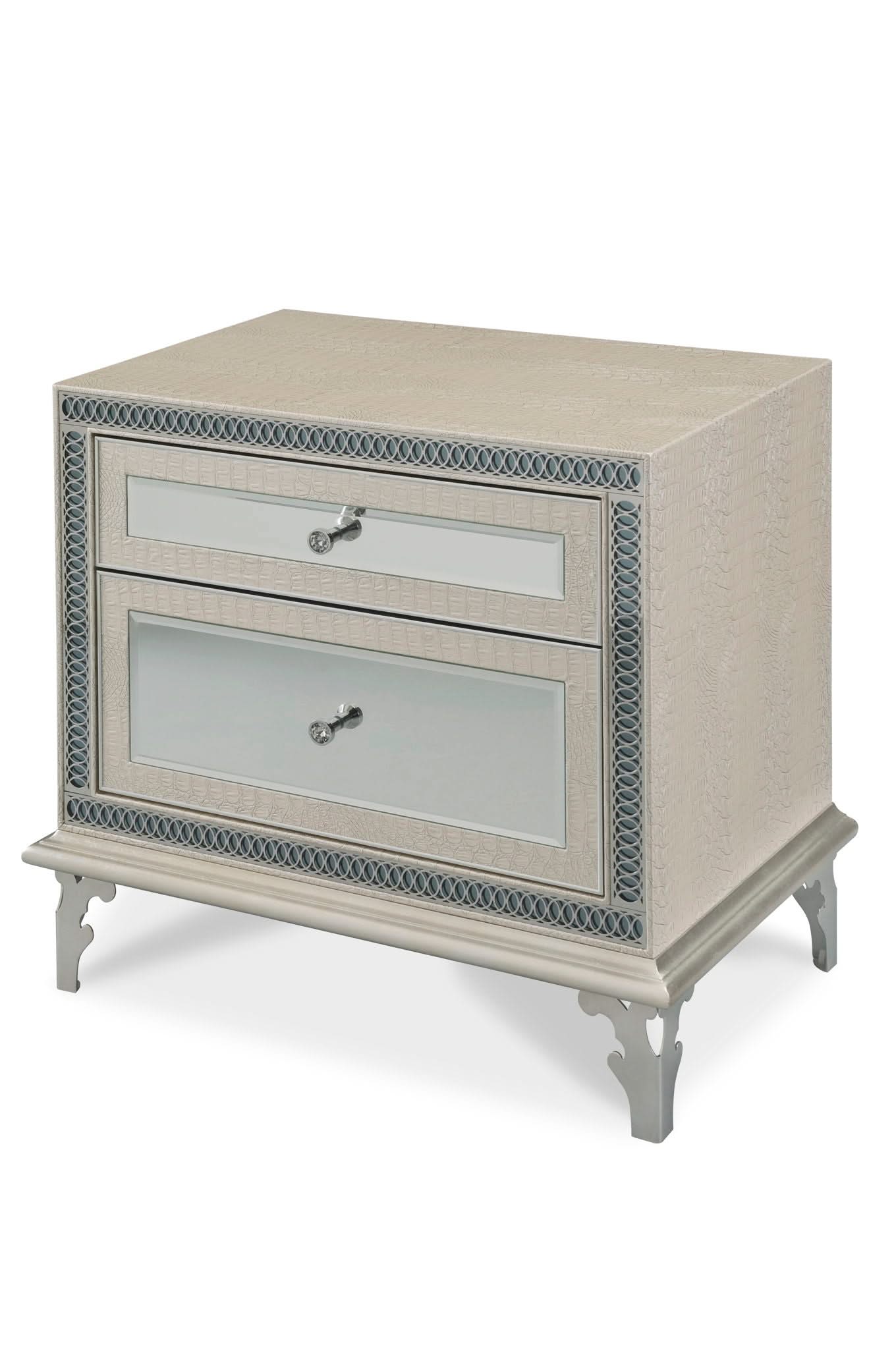 Hollywood Swank - Upholstered Nightstand - Crystal Croc