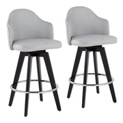 Ahoy - Contemporary Fixed Height Counter Stool Round Chrome Footrest (Set of 2) - Gray