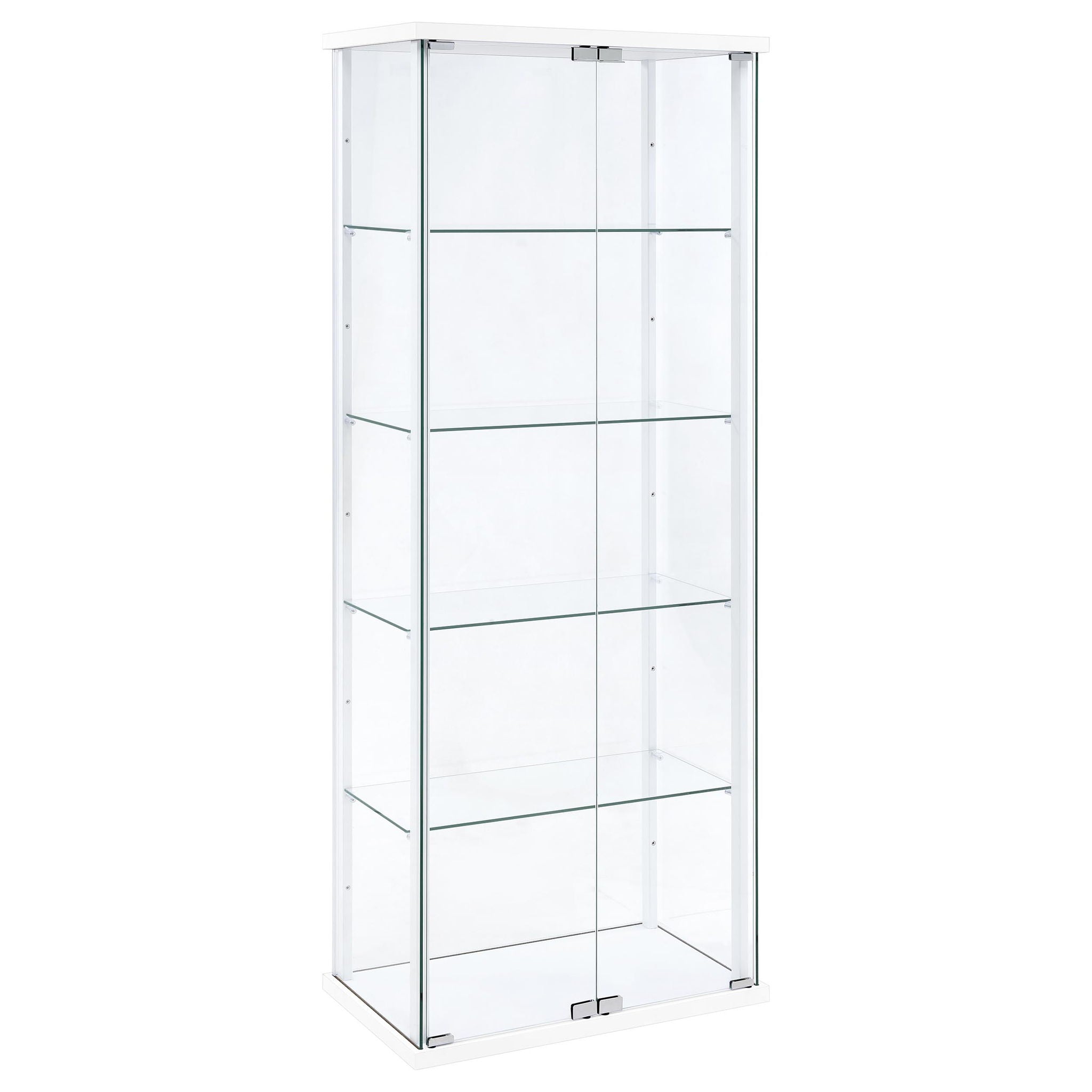 Delphinium 4-Shelf Clear Glass Curio Display Cabinet White