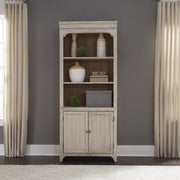Farmhouse Reimagined - Bookcase - Antique White / Chestnut Tops