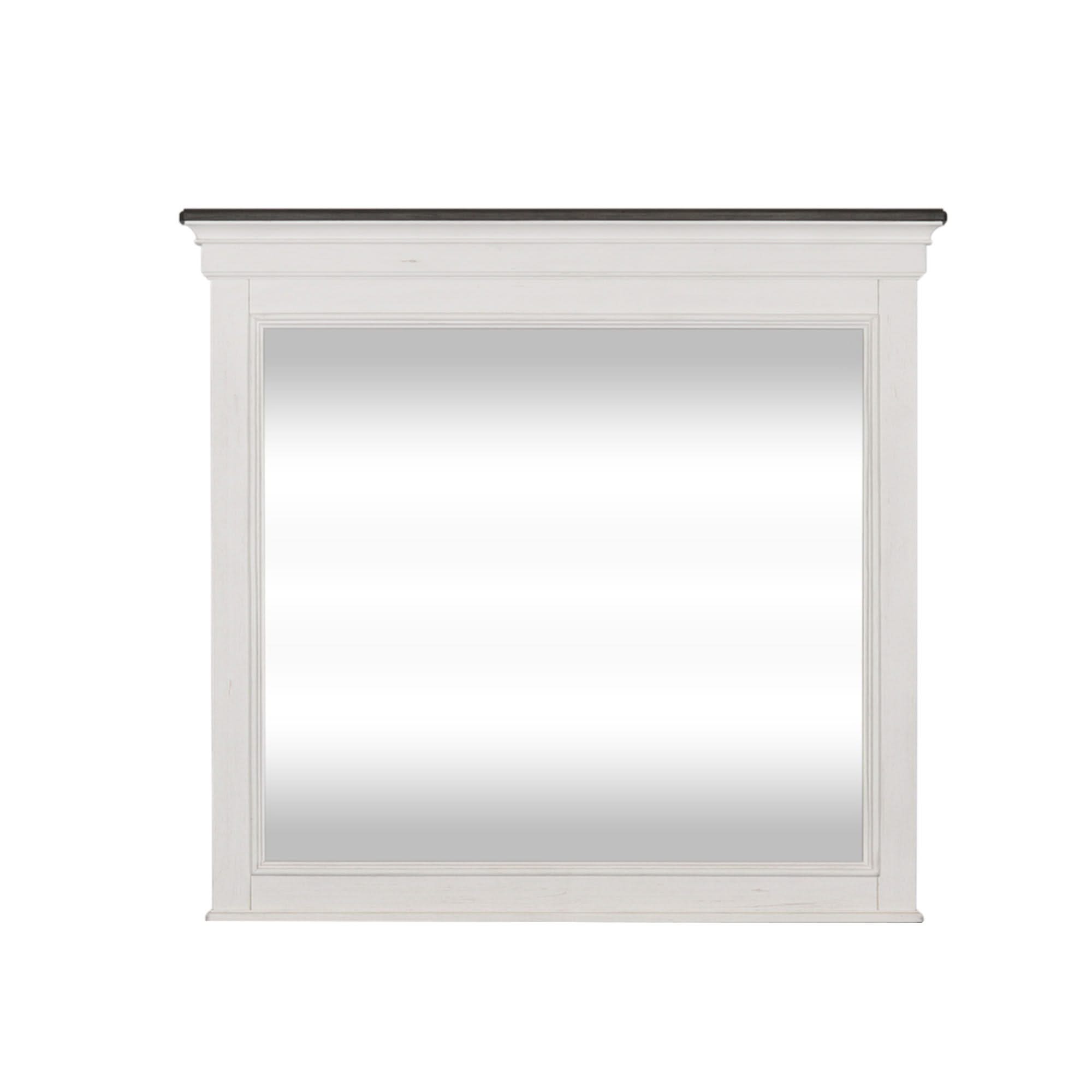 Allyson Park - Crown Mirror - Wirebrushed White / Charcoal