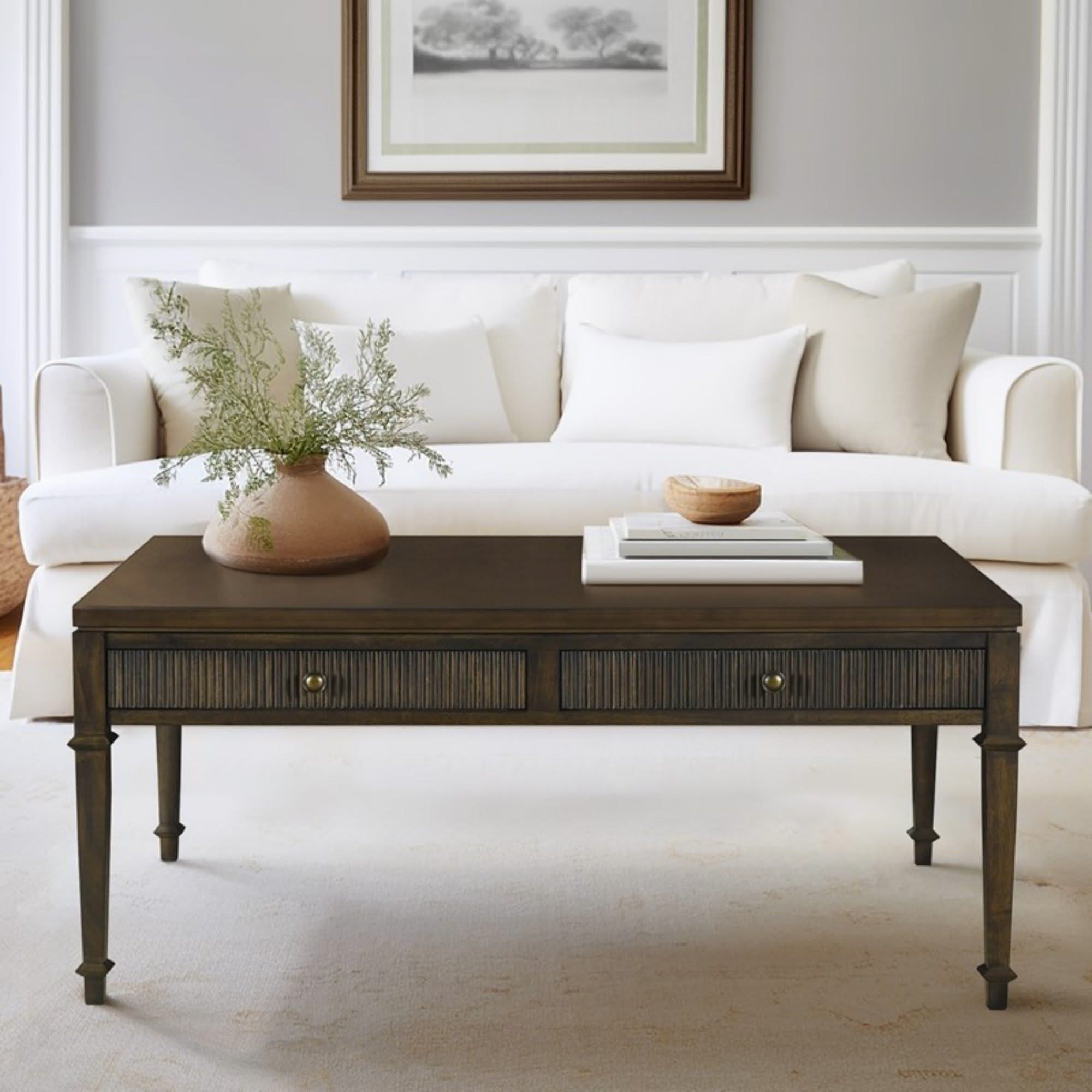 Fluted - 2 Drawer Coffee Table - Brown