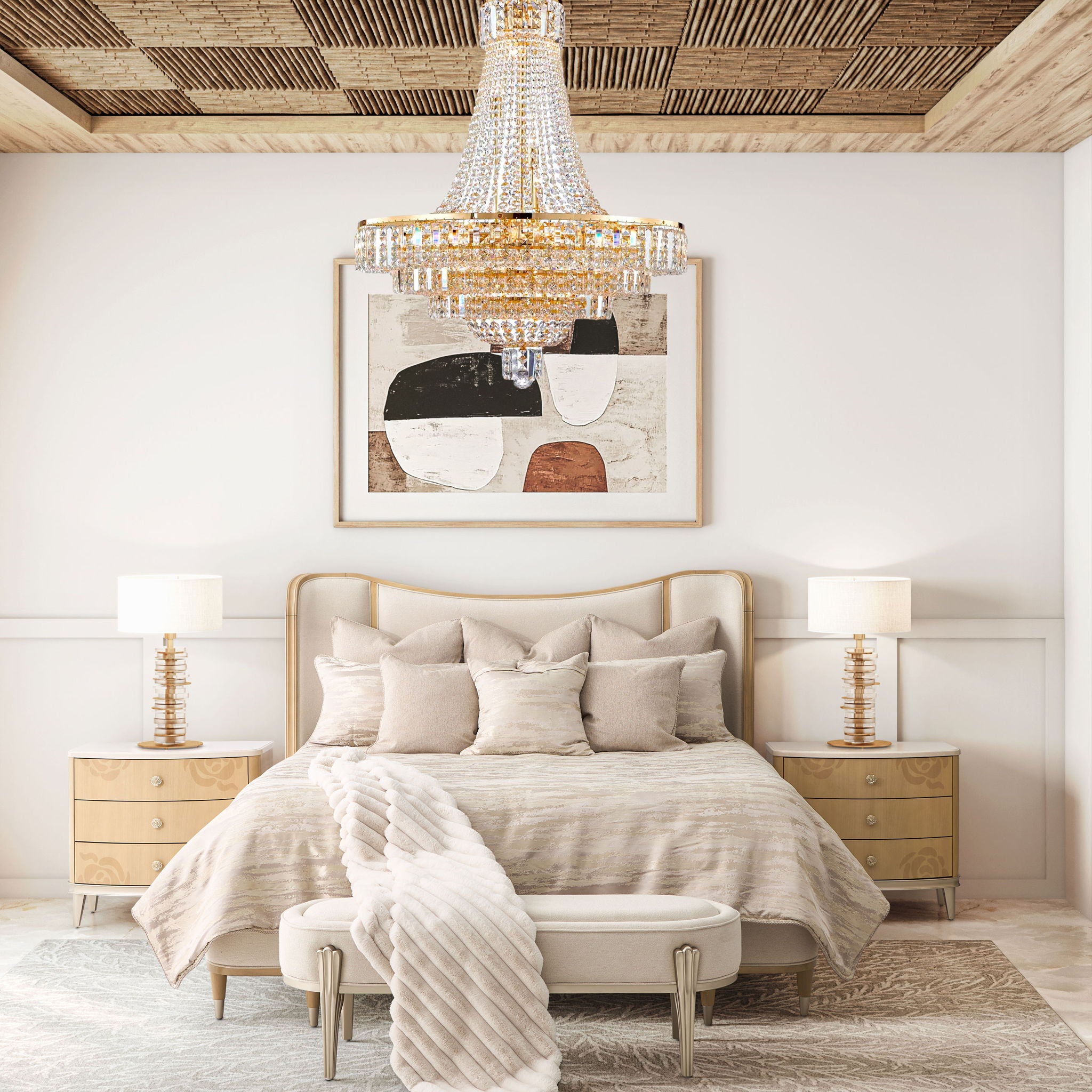 Michael Amini Lighting - Luxe Lumiere 21-Light Crystal Chandelier - Gold