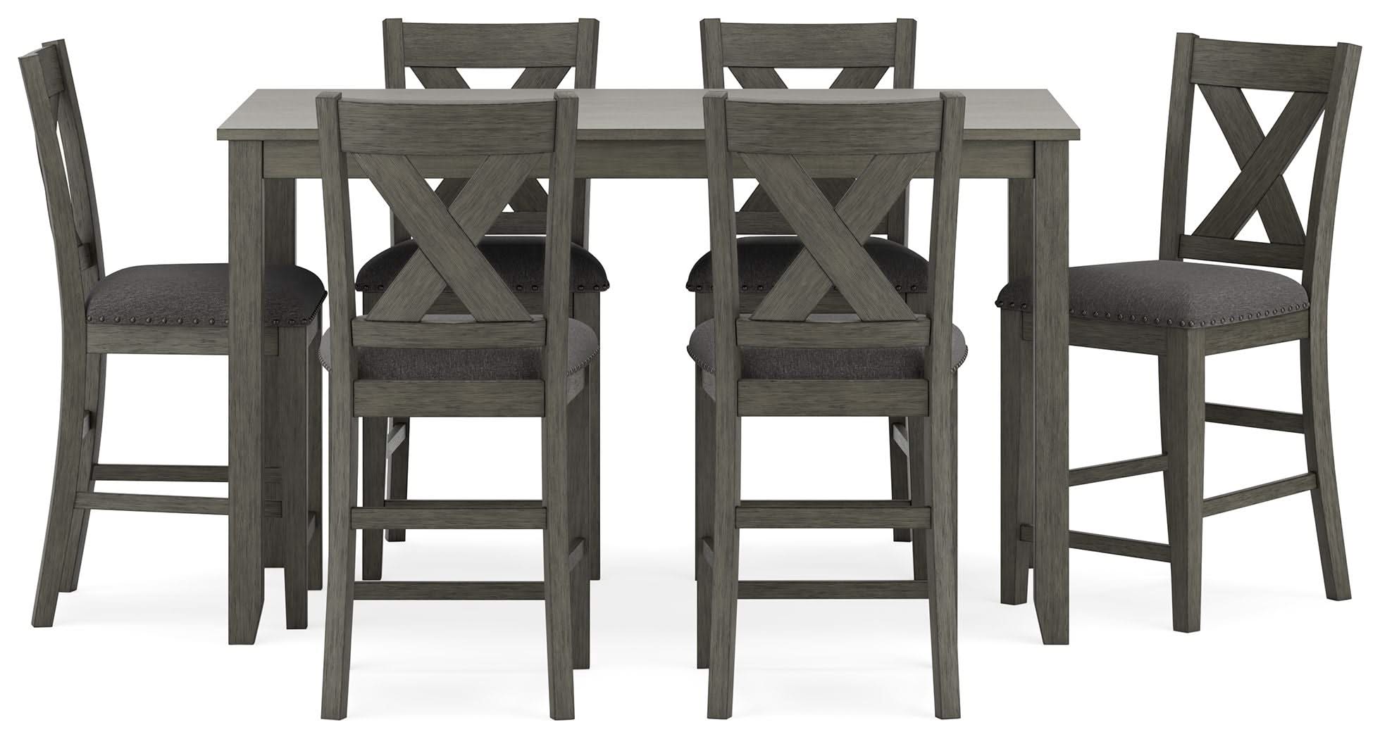 Caitbrook - Rect Drm Counter Table Set (Set of 7) - Gray