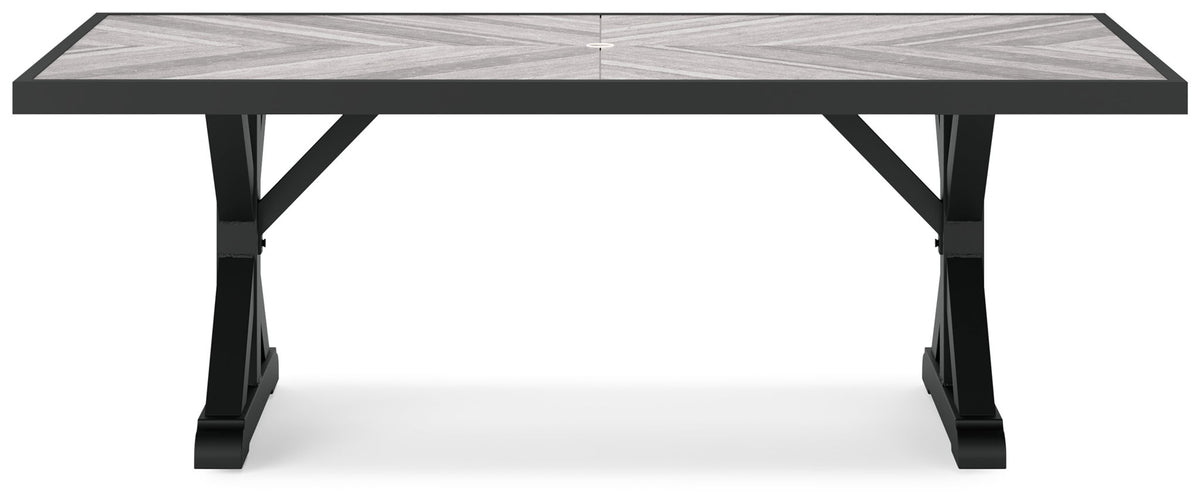 Beachcroft - Rectangular Dining Table With Umbrella Option - Black / Light Gray