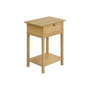 Accent Table With Storage Drawer, 2 Tier Nightstand For Living Room - Natural