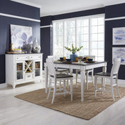 Allyson Park - 5 Piece Gathering Table Set - Wirebrushed White / Charcoal
