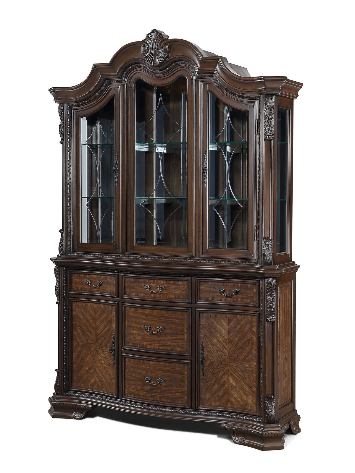 Kiera - 9 Piece Dining Room Set - Cherry Brown