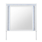 Adalid - Square Shaped Mirror With LED Lighting And Glittered Detailing - White