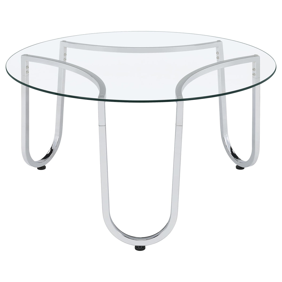 Beller Round Tempered Glass Top Cocktail Coffee Table Chrome