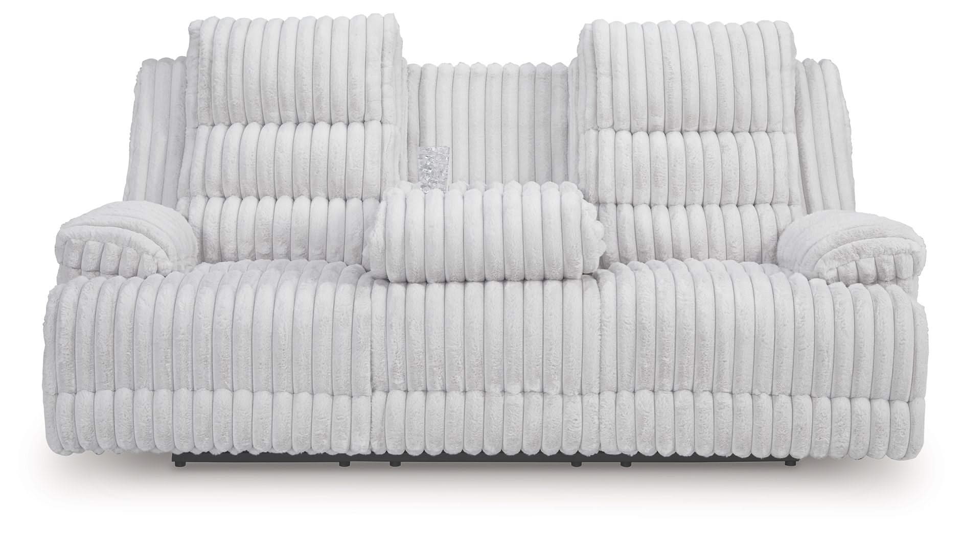 Rhines Falls - Reclining Power Sofa With Drop Down Table - Alloy