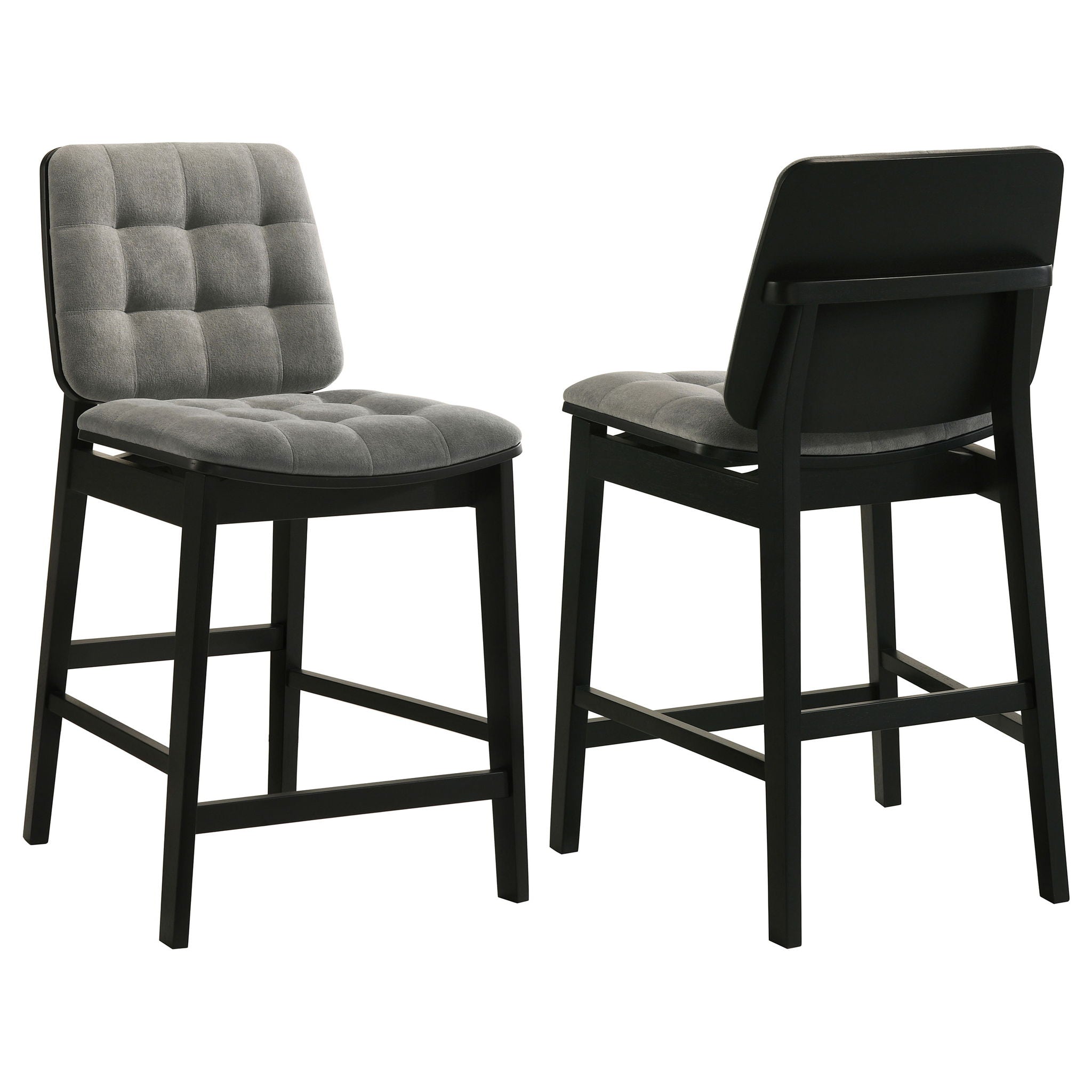 Redbridge Velvet Upholstered Counter Chair Grey and Black (Set of 2)