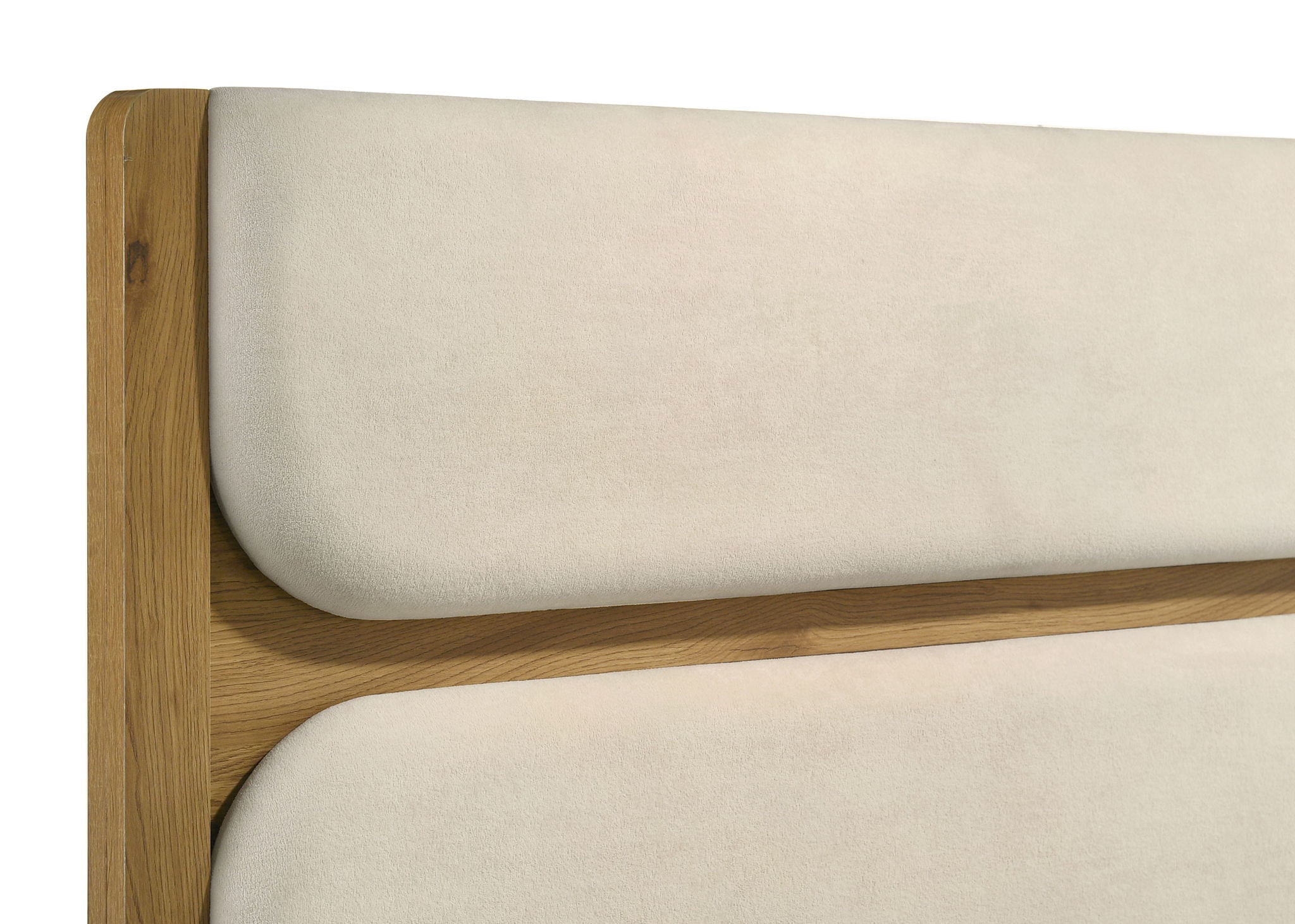 Bennett 62-inch California King Upholstered Panel Bed Cream and Light Oak