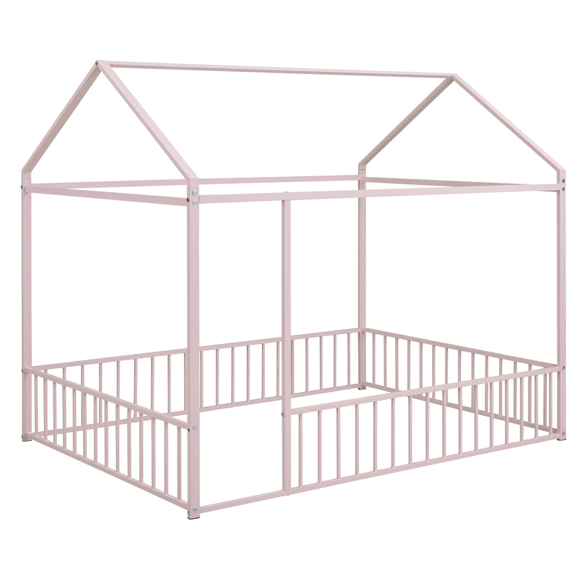 Metal Bed House Bed Frame With Fence