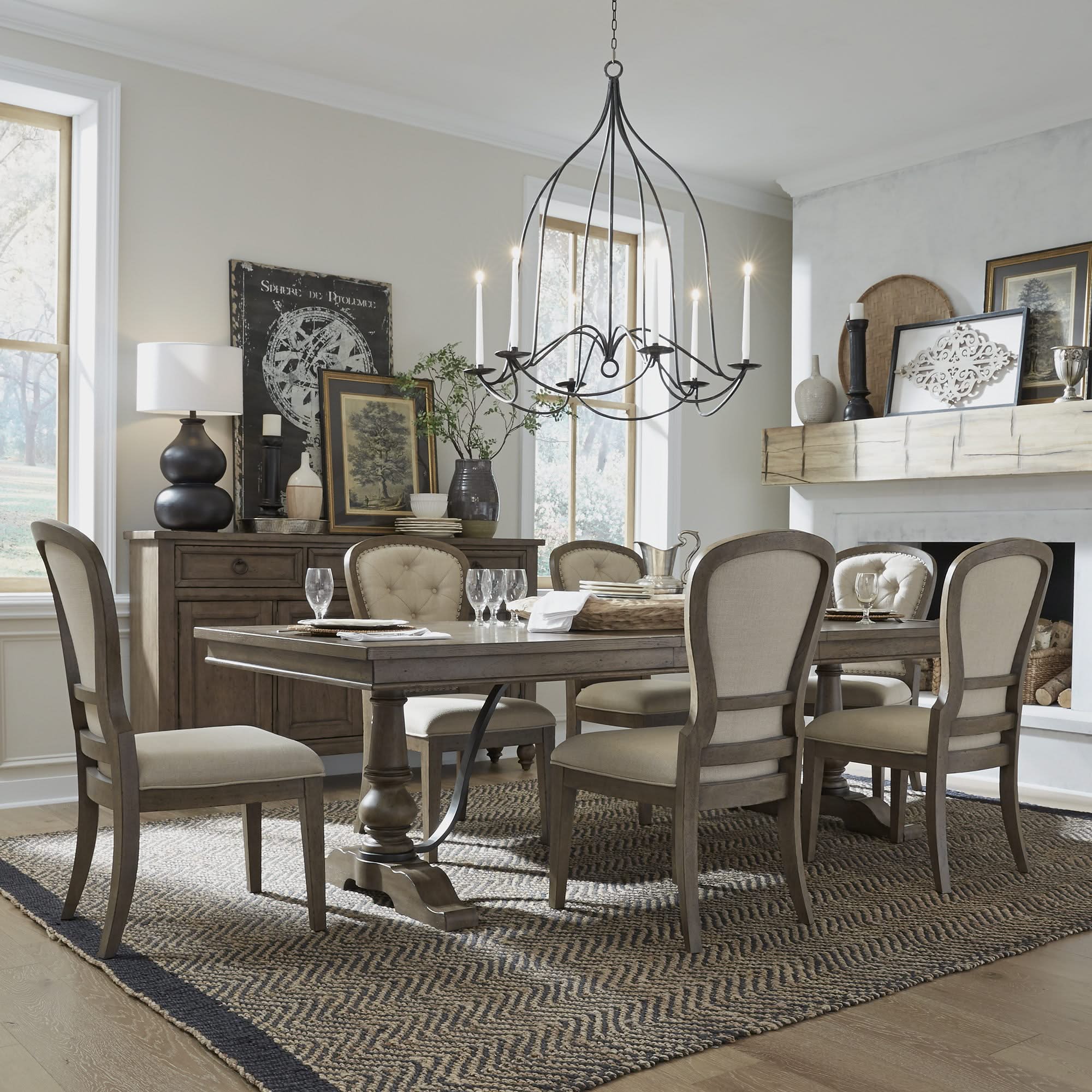 Americana Farmhouse - Dining Room Trestle Table Set