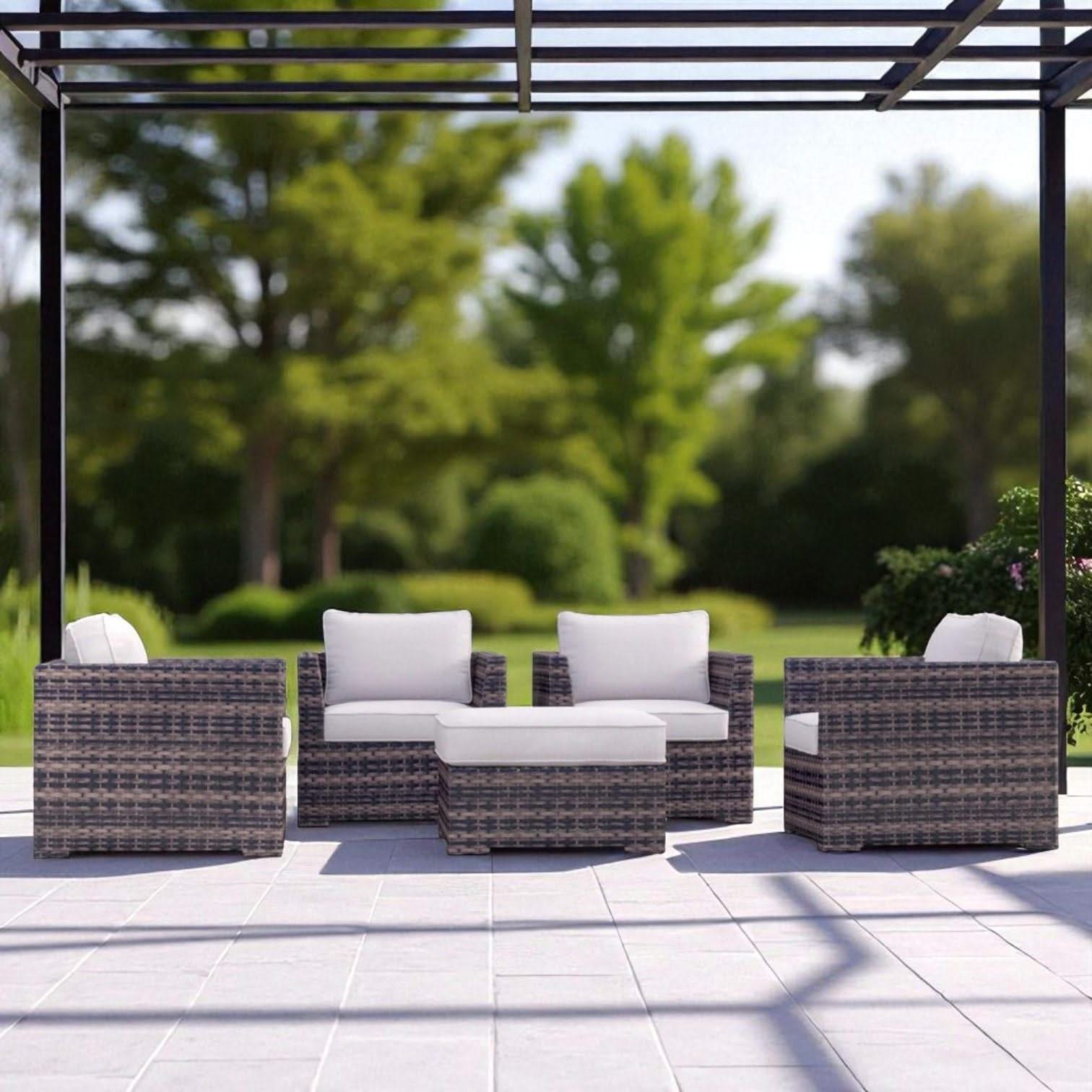 Outdoor Patio Chair Set For Patio With Foam Cushions