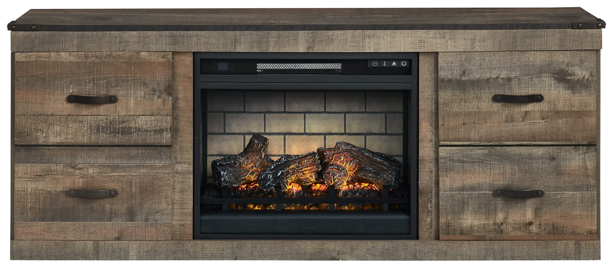 Trinell - TV Stand With Electric Fireplace - Brown