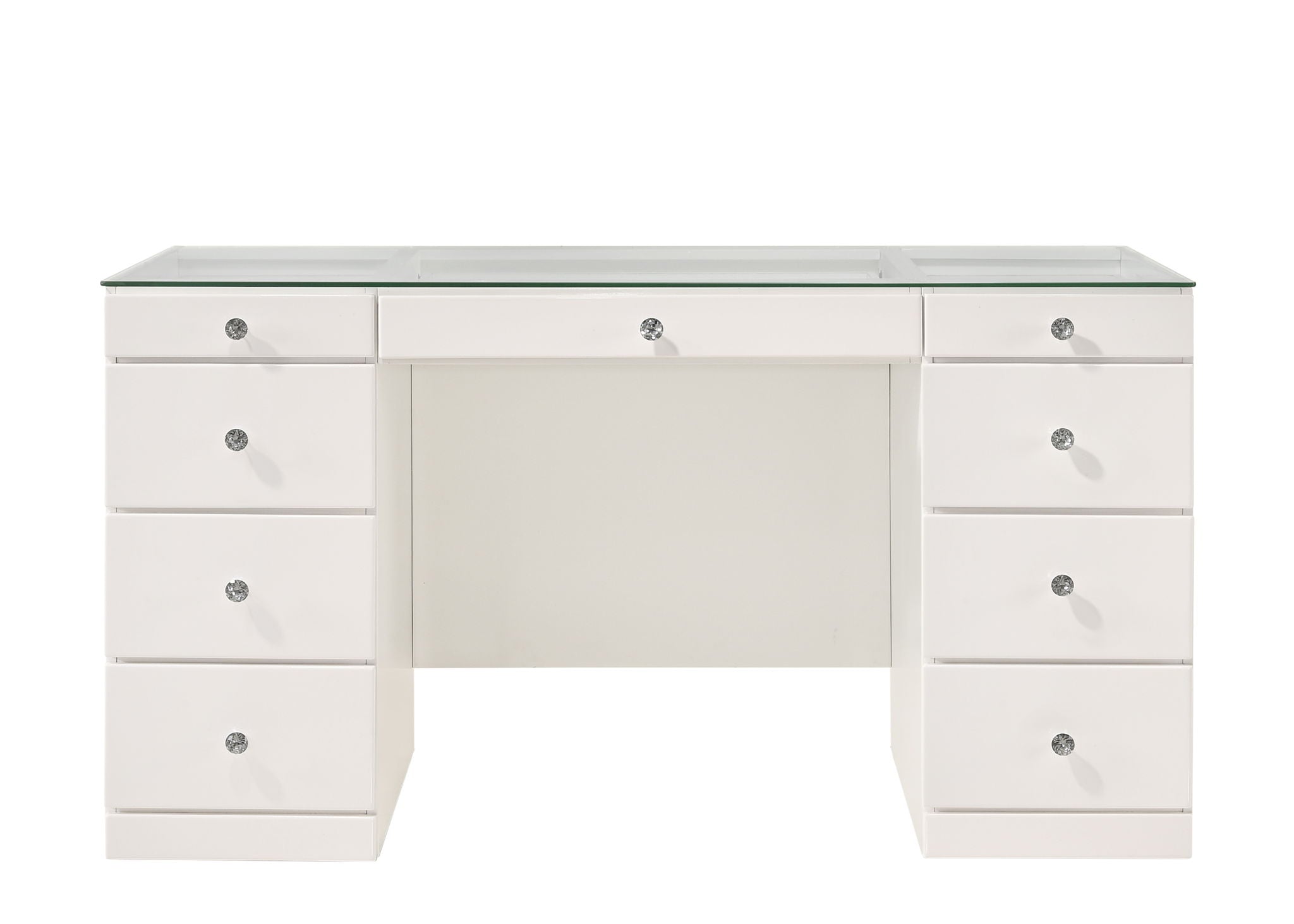 Avery - Vanity Desk With Glass Top - White