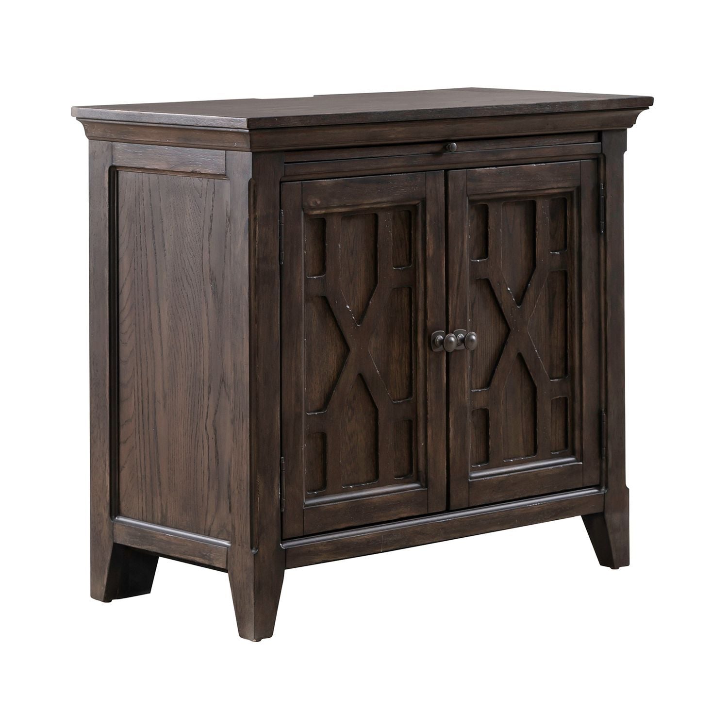 Paradise Valley - 2 Door Bedside Chest With Charging Station - Saddle Brown