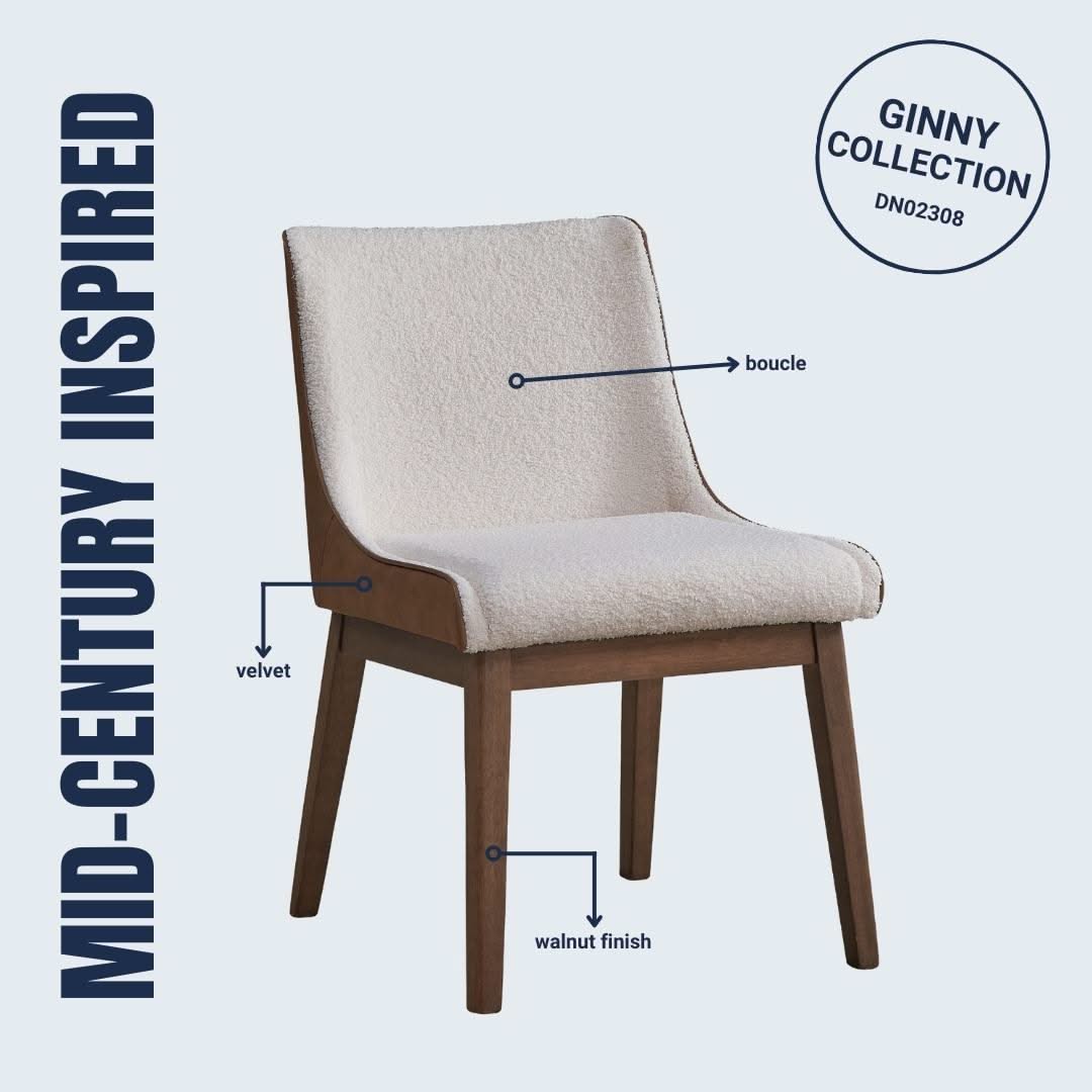 Ginny - Boucle Velvet Side Chair (Set of 2) - Walnut