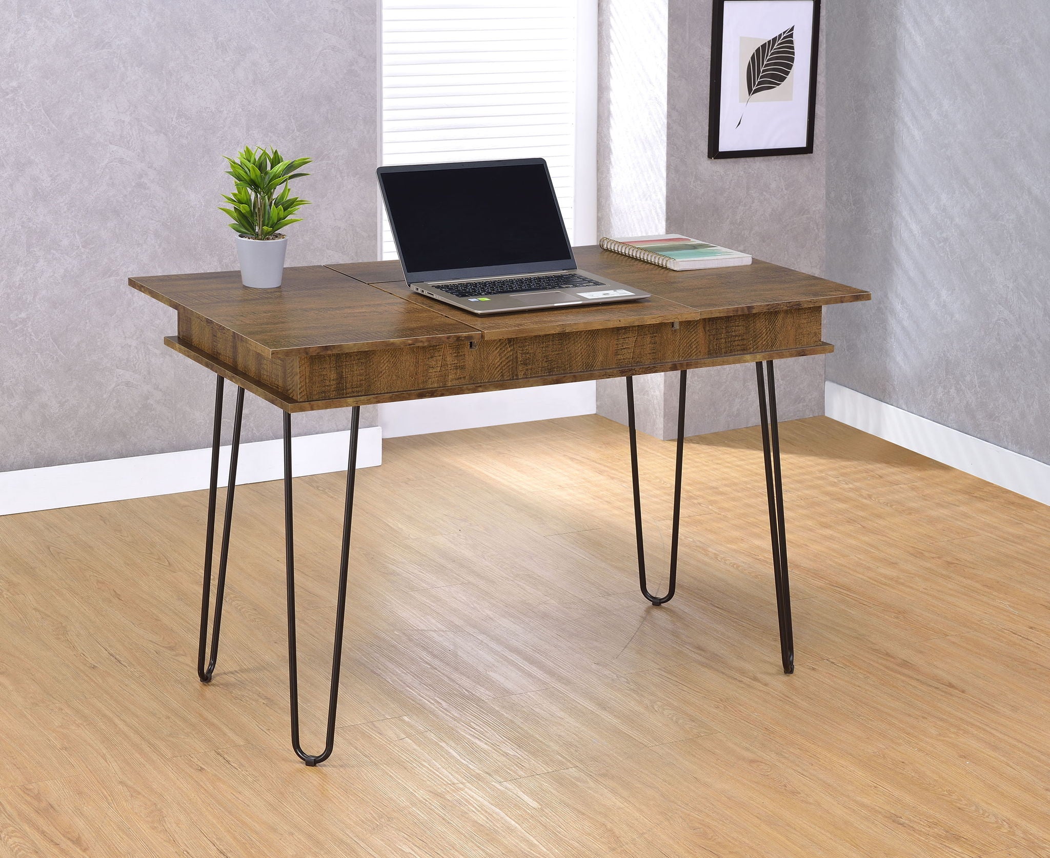 Sheeran 47-inch Writing Desk with Storage Rustic Amber