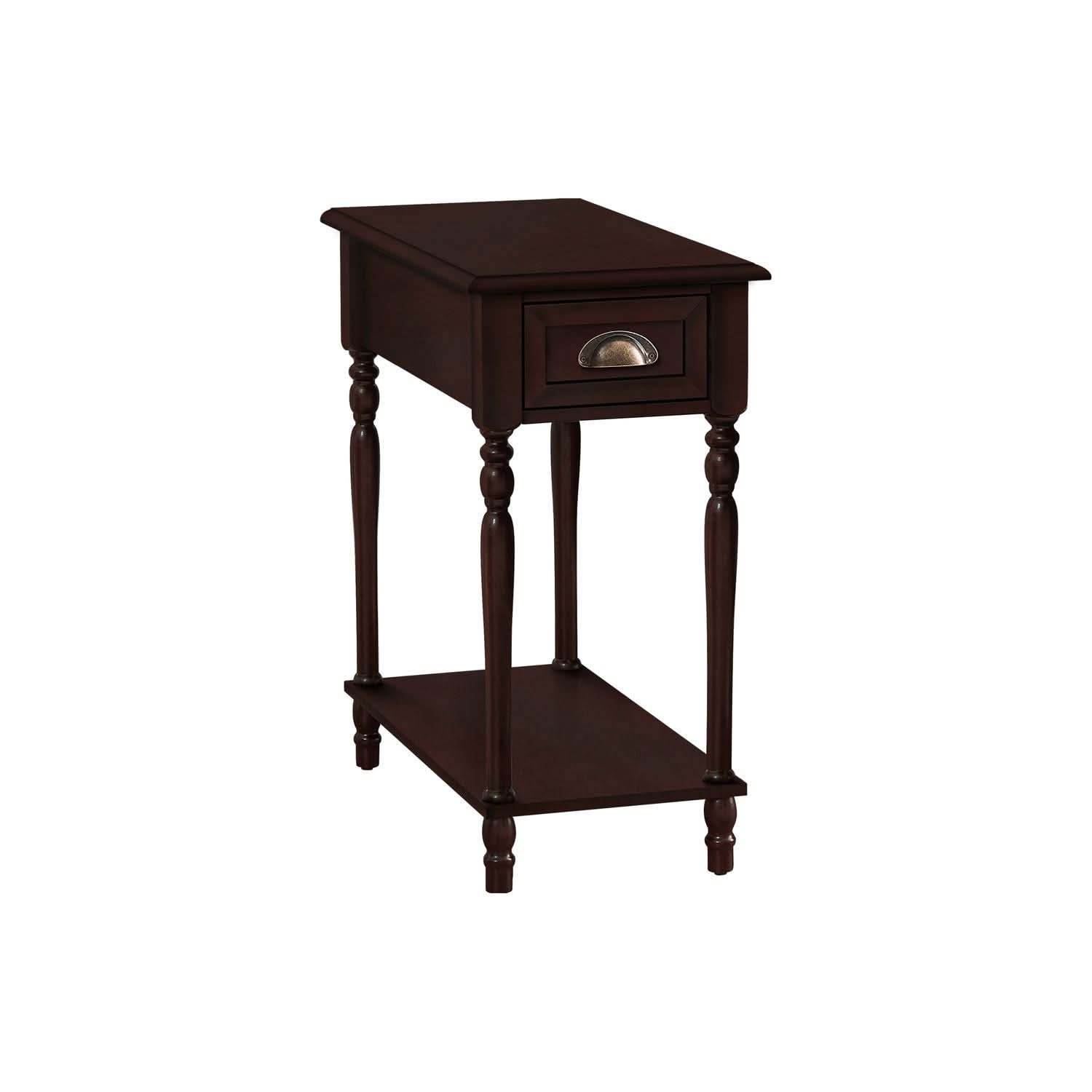 Accent Side Table, 2 Tier, Storage Drawer, Stylish Traditional Design