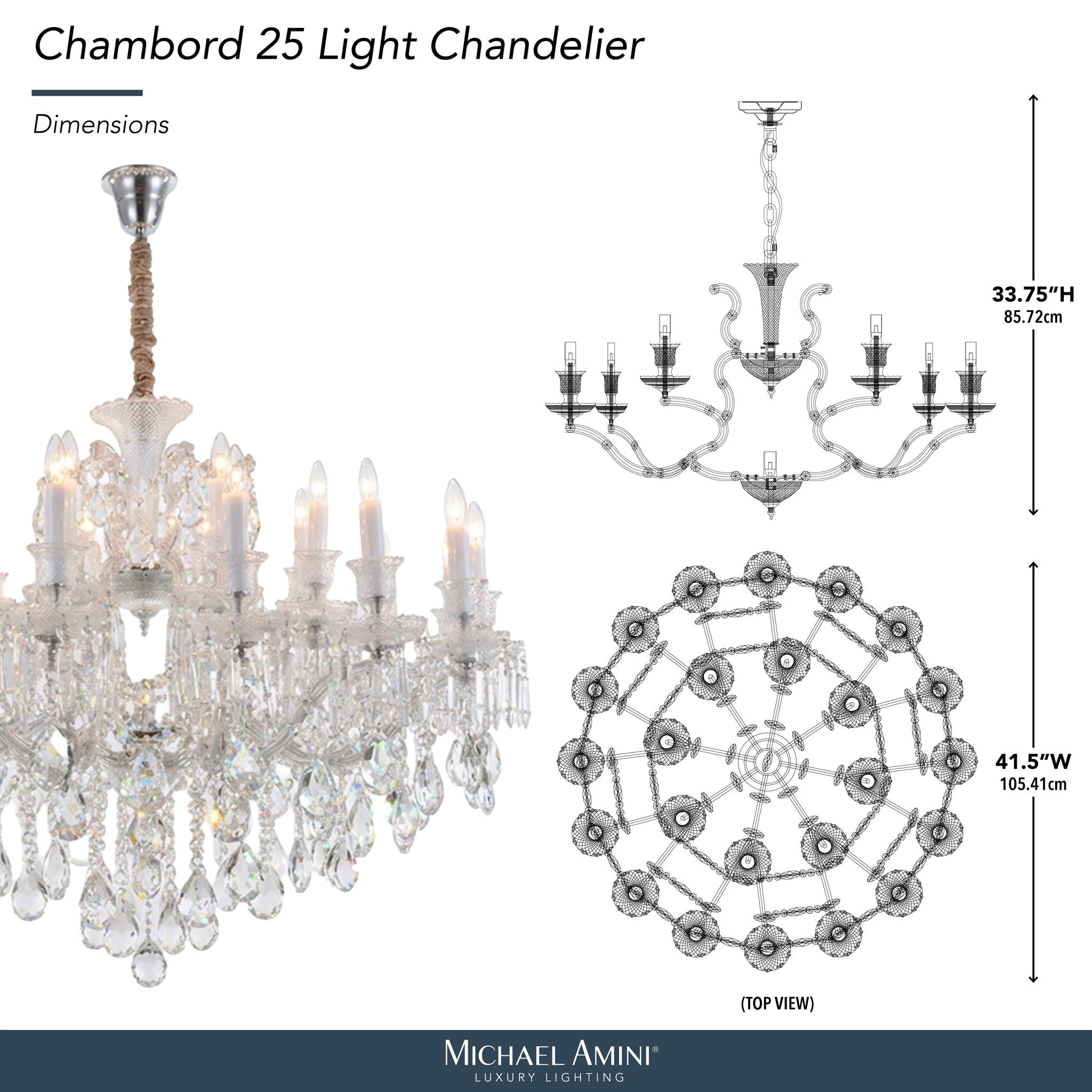 Michael Amini Lighting - Chambord 25-Light Traditional Crystal Chandelier - Clear
