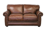Chadwick Chestnut Top Grain Leather Loveseat with Rolled Arms