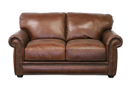 Chadwick Chestnut Top Grain Leather Loveseat with Rolled Arms